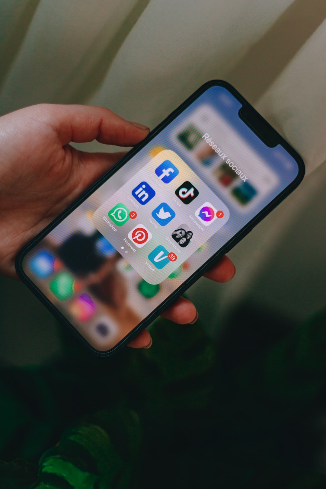 smartphone with social app